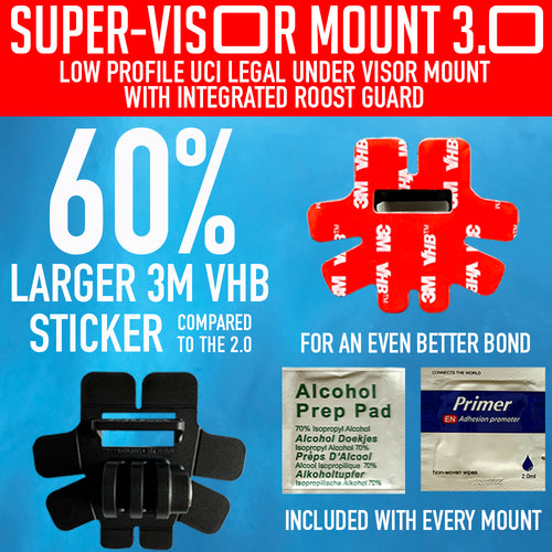 Super-Visor 3.0 Low Profile Under Visor Insta360, GoPro, DJI, Garmin Mount - Black