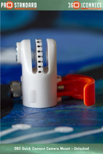 360 Quick Connect Camera Mount for GoPro Cameras in the unlocked position