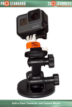 360 Quick Connect GoPro Cleat Connector and 360 Quick Connect Camera Mount on a GoPro Suction Cup Mount